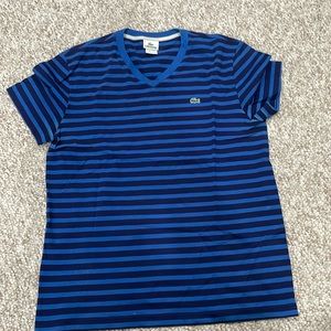 Blue lacoste v neck t shirt